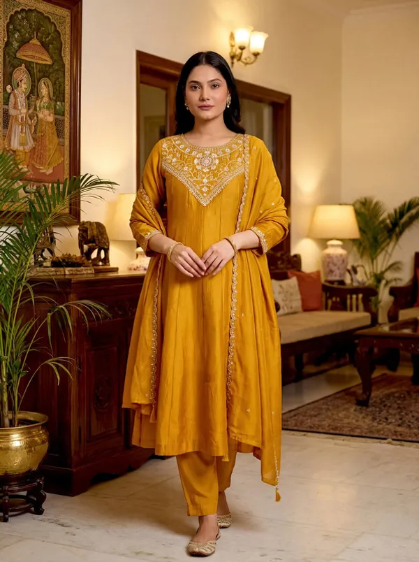 Women_Vichitra_Silk_Embroidery_Kurta_Pant_Set_With_Dupatta