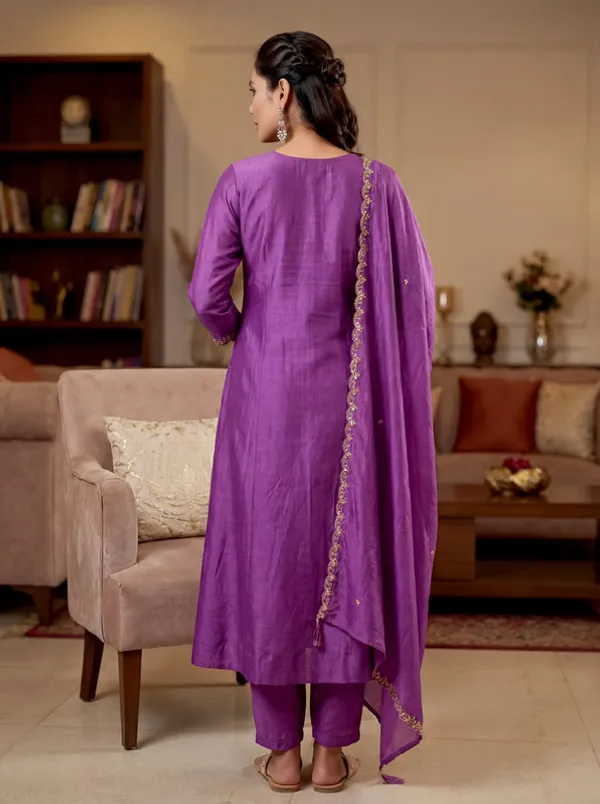 Women_Vichitra_Silk_Embroidery_Kurta_Pant_Set_With_Dupatta