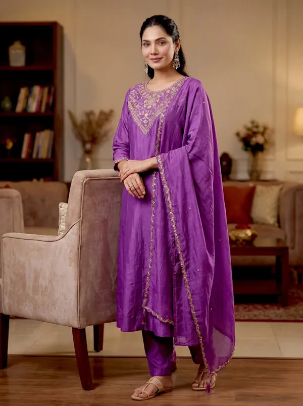 Women_Vichitra_Silk_Embroidery_Kurta_Pant_Set_With_Dupatta