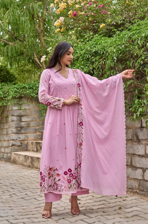Women's_Chanderi_Silk_Embroidery_Anarkali_Kurta_Pant_With_Dupatta