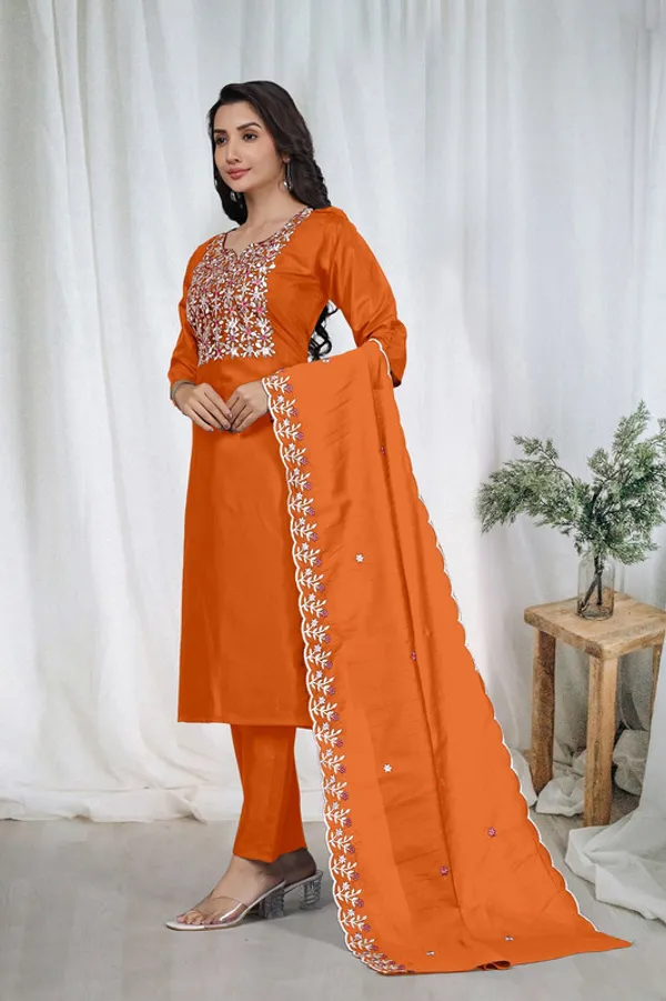 Women_Maroon_Verical_Cotton_Embroidery_Kurta_Pant_Set_With_Dupatta