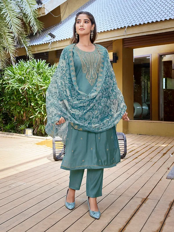 Women's_Viscose_Chanderi_Embroidery_Straight_Kurta_Pant_With_Dupatta