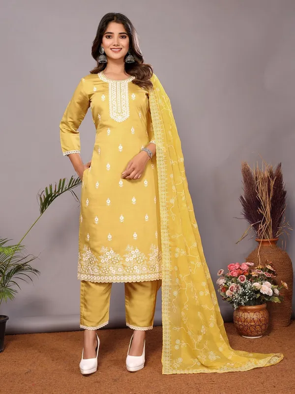 Womens_Chanderi_Embroidery_Straight_Kurta_Pant_With_Dupatta