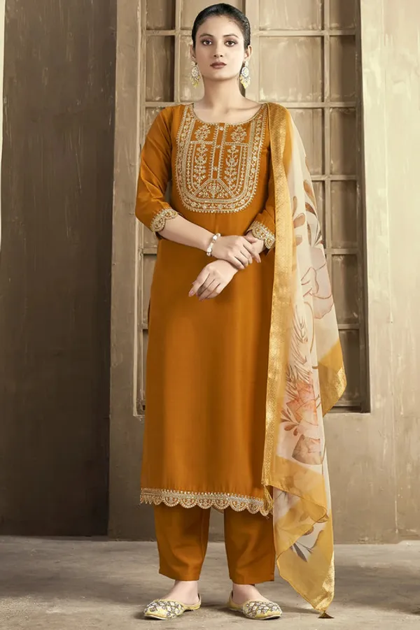 Women's_Chanderi_Embroidered_Straight_Kurta_Pant_With_Dupatta
