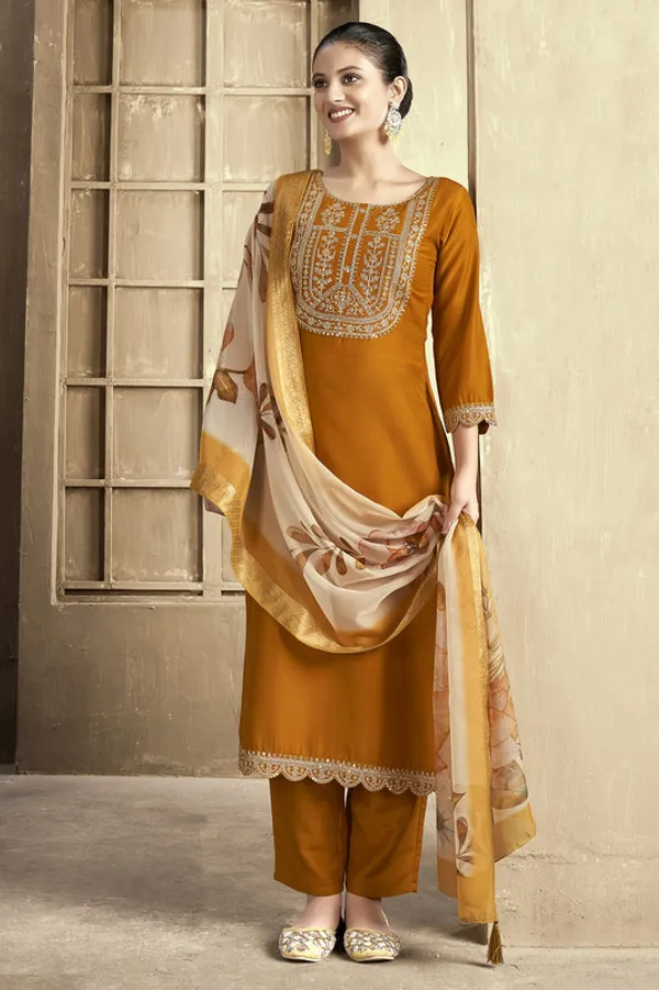Women's_Chanderi_Embroidered_Straight_Kurta_Pant_With_Dupatta