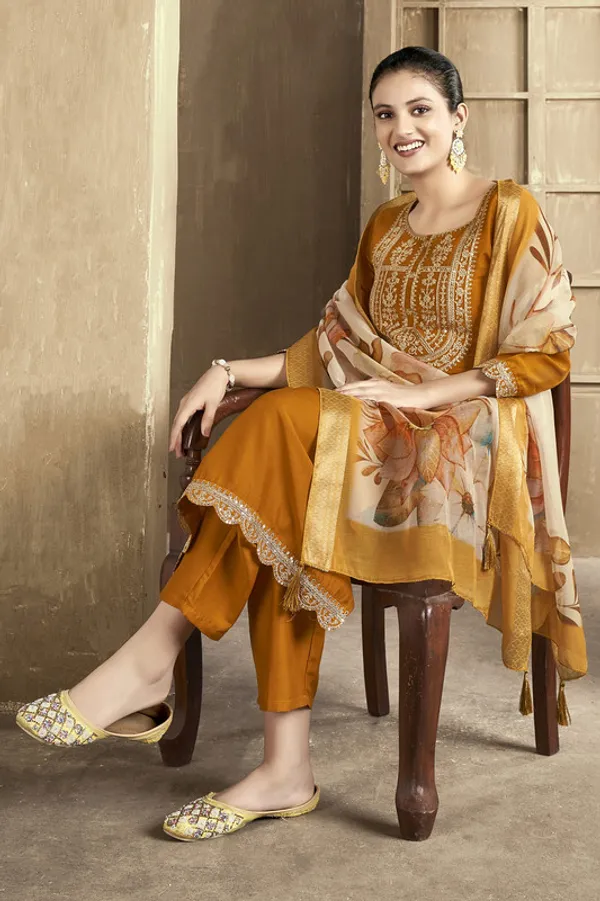 Women's_Chanderi_Embroidered_Straight_Kurta_Pant_With_Dupatta