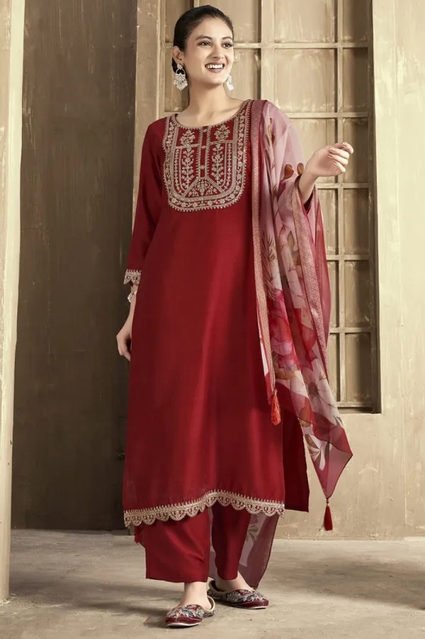Women's_Chanderi_Embroidered_Straight_Kurta_Pant_With_Dupatta