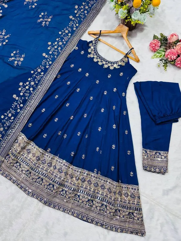 Womens_Vichitra_Silk_Embroidery_Anarkali_Kurta_Pant_With_Dupatta
