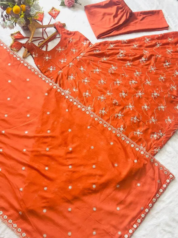 Womens_Kesriya_Nc_Silk_Embroidery_Anarkali_Kurta_Pant_With_Dupatta