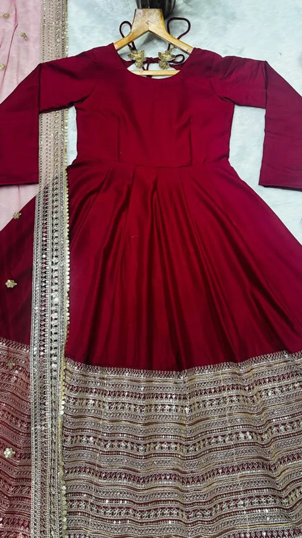 Women's_Maroon_Rayon_Codding_Embroidered_Anarkali_Salwarsuit_With_Dupatta