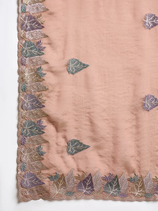 Brown_Satin_Floral_Embroidered_Saree_For_Women