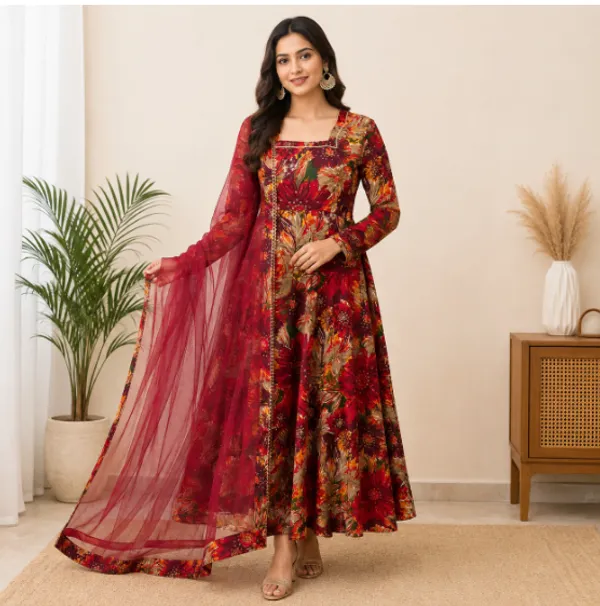 Red_Floral_Print_Anarkali_Suit_Set_for_Women