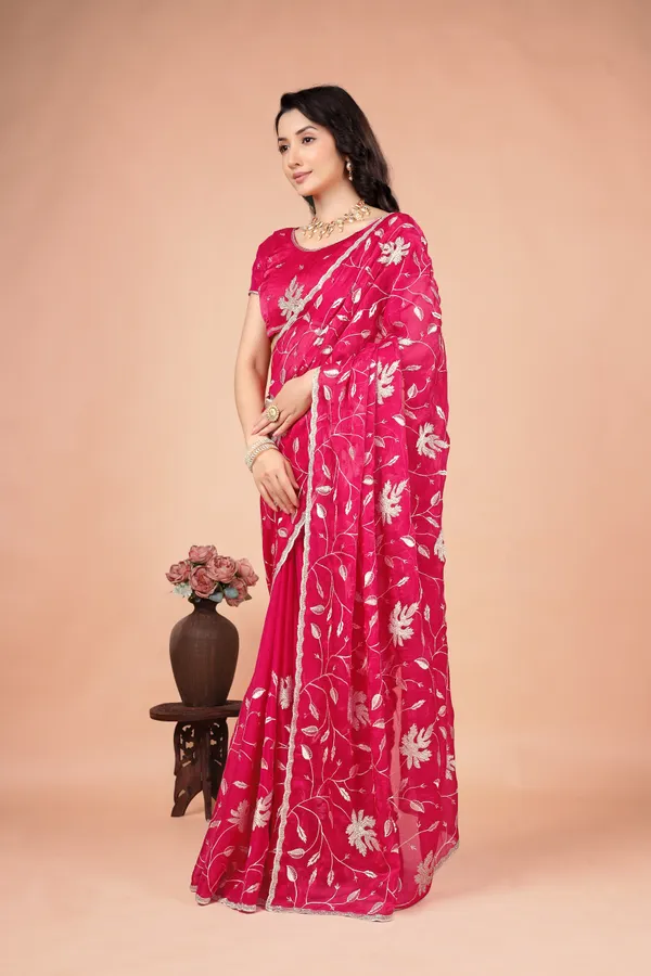 Pink_Satin_Silver_Floral_Embroidered_Saree_For_Women