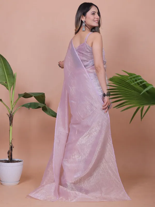 Lavender_Pink_Satin_Tissue_Draped_Saree_For_Women