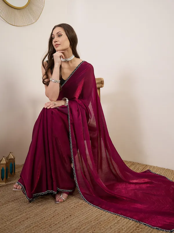 Magenta_Satin_Woven_Lace_Border_Saree_For_Women