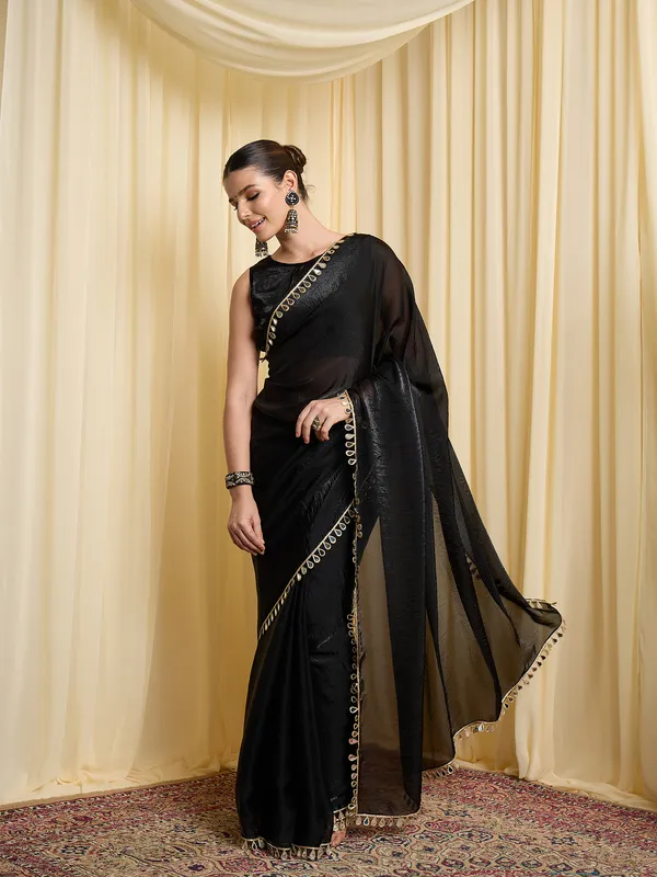 Black_Satin_Textured_Saree_For_Women