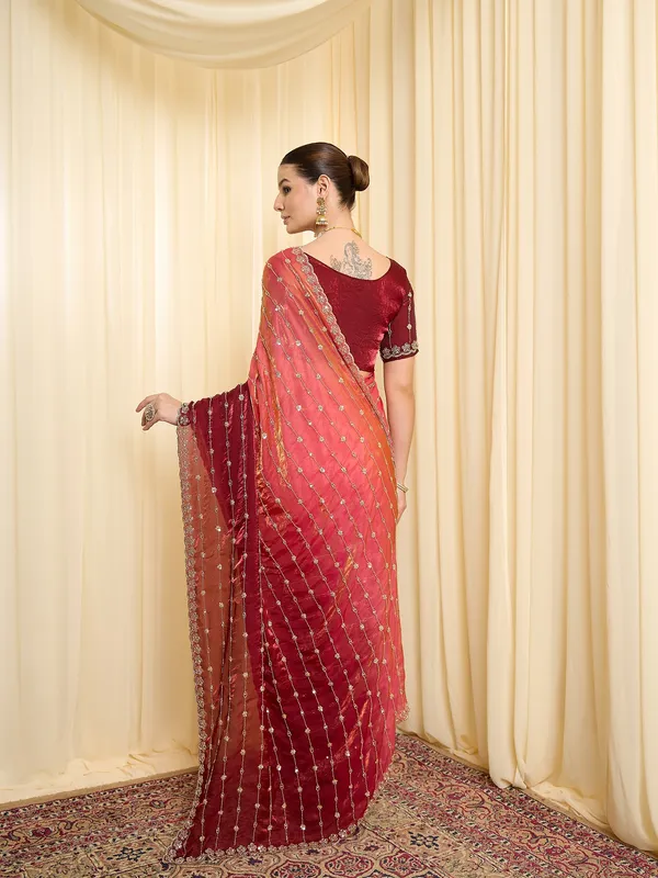 Maroon_Satin_Floral_Embroidered_Saree_For_Women
