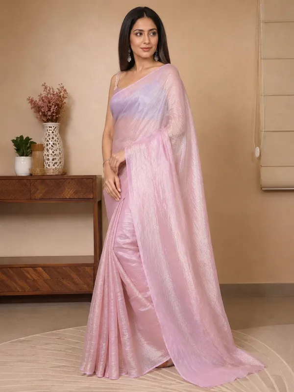 Pink_Satin_Shimmer_Floral_Saree_For_Women