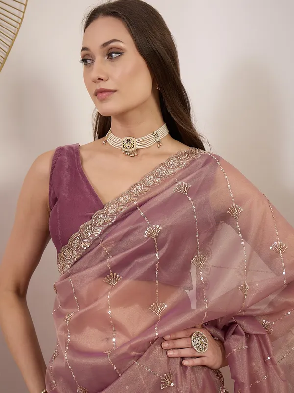 Pink_Satin_Sheer_Embroidered_Saree_With_Blouse_For_Women
