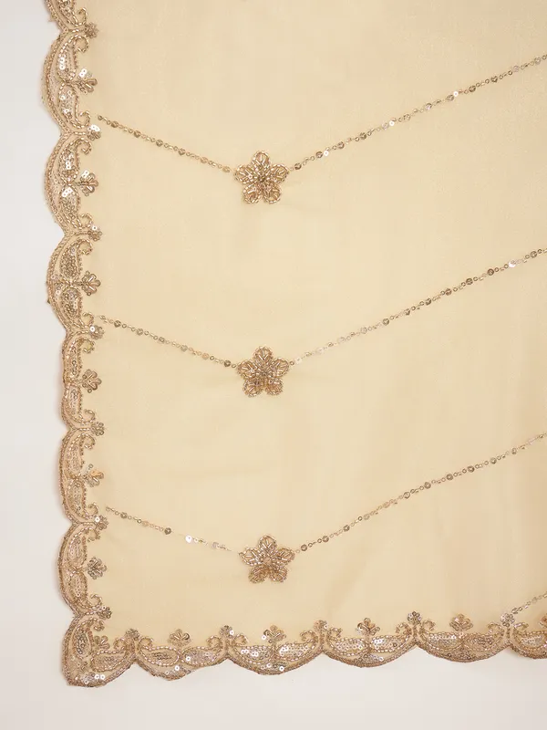 Golden_Beige_Satin_Embellished_Saree_For_Women