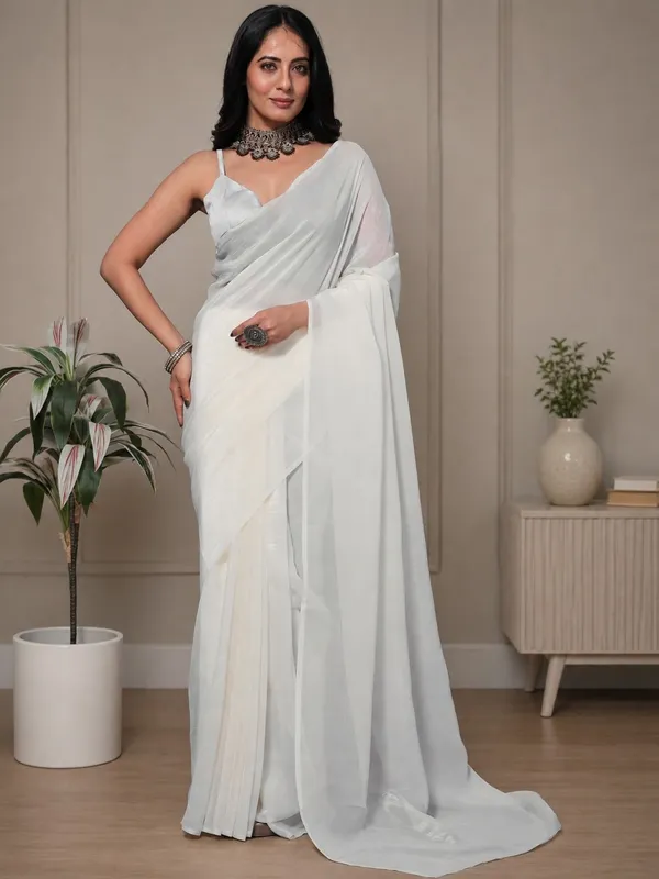 White_Satin_Sheer_Draped_Saree_For_Women