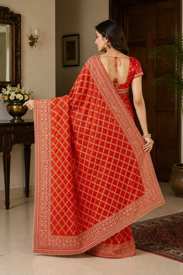 Red_Satin_Geometric_Printed_Ethnic_Saree_For_Women