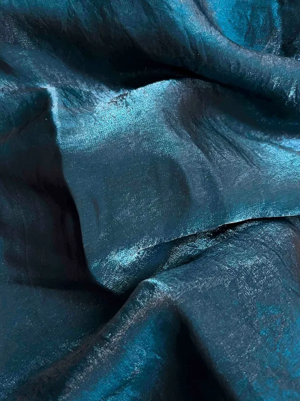 Teal_Satin_Draped_Saree_For_Women