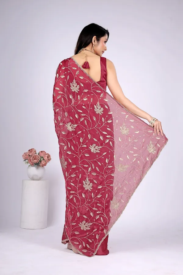 Maroon_Satin_Floral_Embroidered_Saree_For_Women