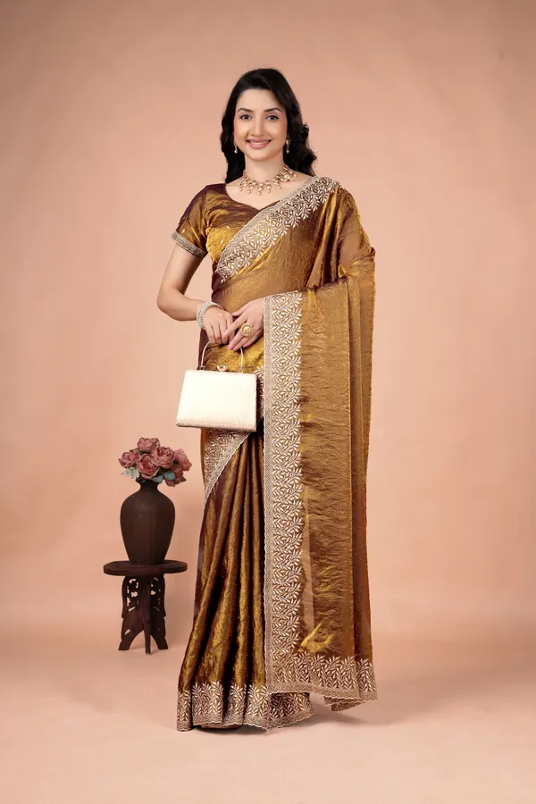 Brown_Satin_Embroidered_Saree_For_Women