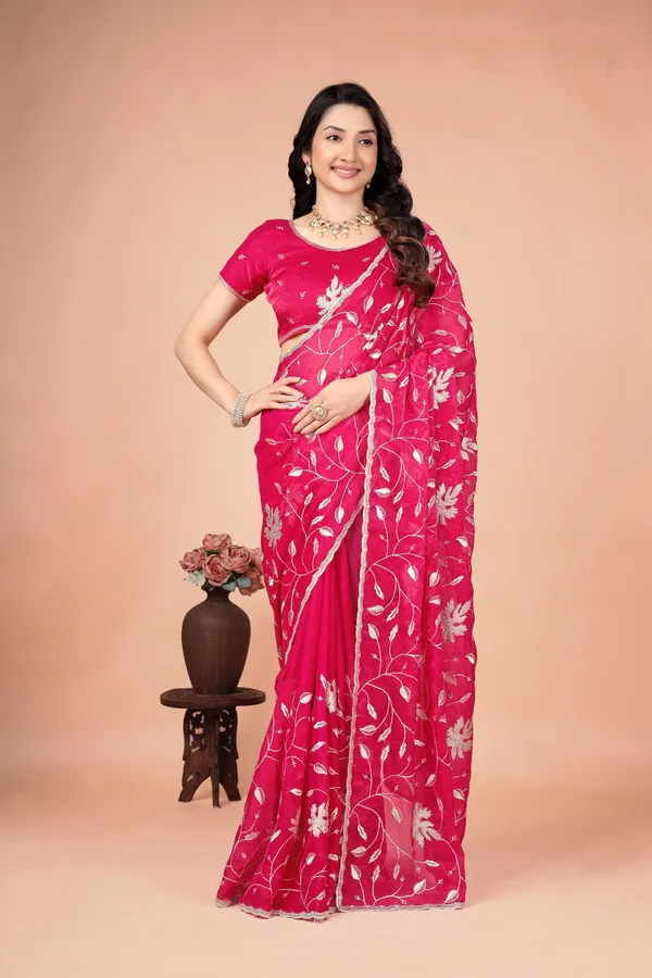 Pink_Satin_Silver_Floral_Embroidered_Saree_For_Women