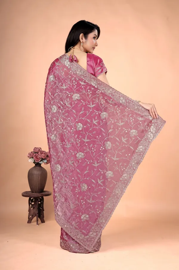 Pink_Satin_Silver_Embroidered_Saree_For_Women