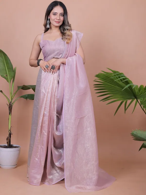 Lavender_Pink_Satin_Tissue_Draped_Saree_For_Women