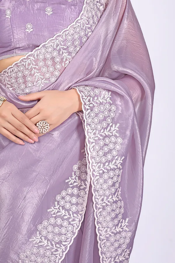 Lavender_Satin_Embroidered_Saree_For_Women