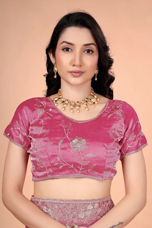 Pink_Satin_Silver_Embroidered_Saree_For_Women