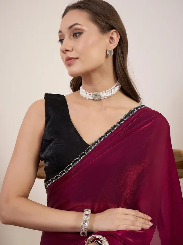 Magenta_Satin_Woven_Lace_Border_Saree_For_Women