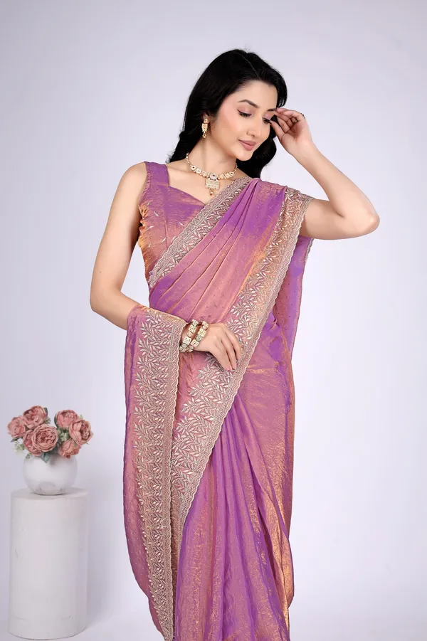 Purple_Satin_Floral_Embroidered_Border_Saree_For_Women