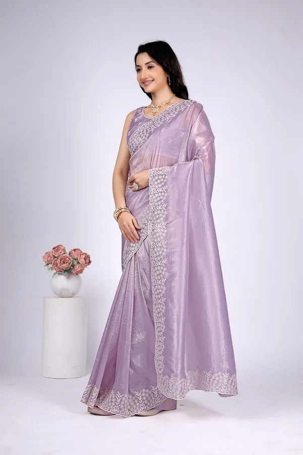 Lavender_Satin_Embroidered_Saree_For_Women