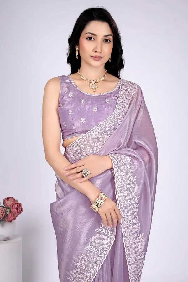 Lavender_Satin_Embroidered_Saree_For_Women