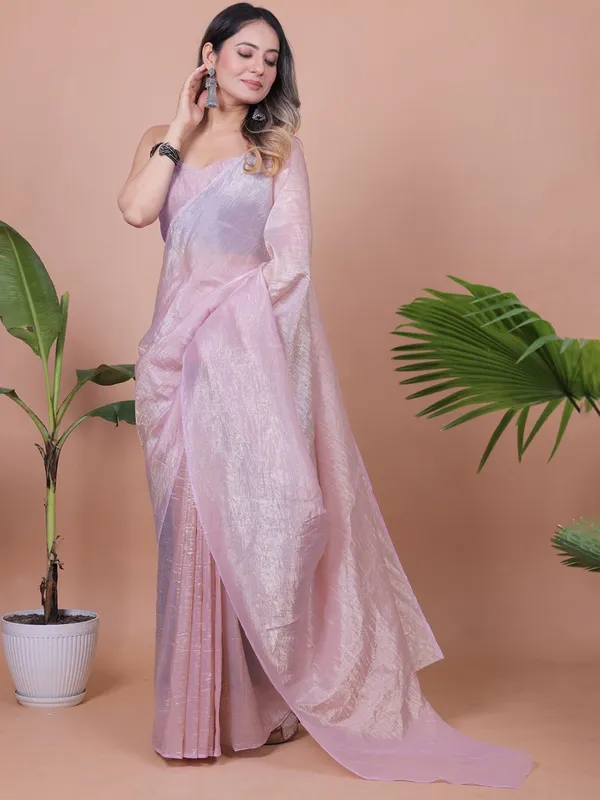 Lavender_Pink_Satin_Tissue_Draped_Saree_For_Women