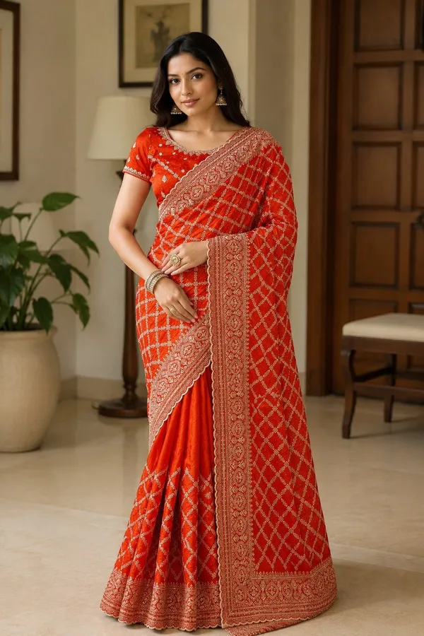 Red_Satin_Geometric_Printed_Ethnic_Saree_For_Women