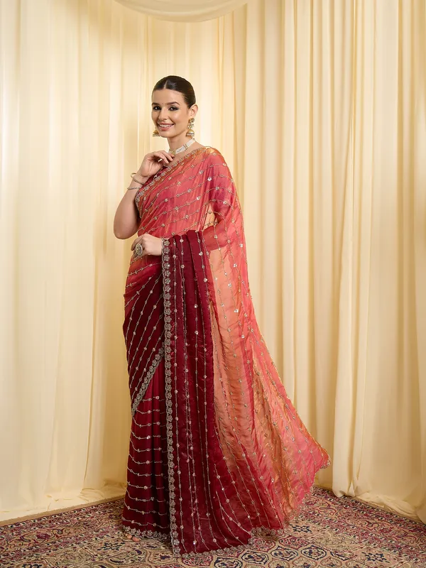 Maroon_Satin_Floral_Embroidered_Saree_For_Women