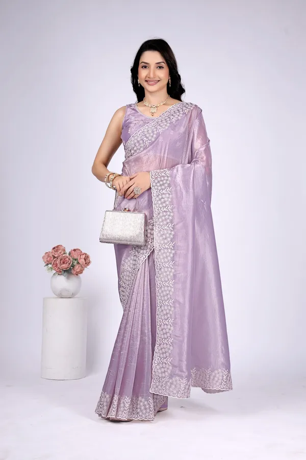 Lavender_Satin_Embroidered_Saree_For_Women