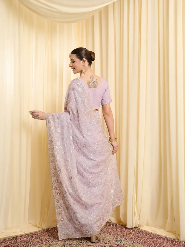 Lavender_Satin_Embroidered_Saree_For_Women