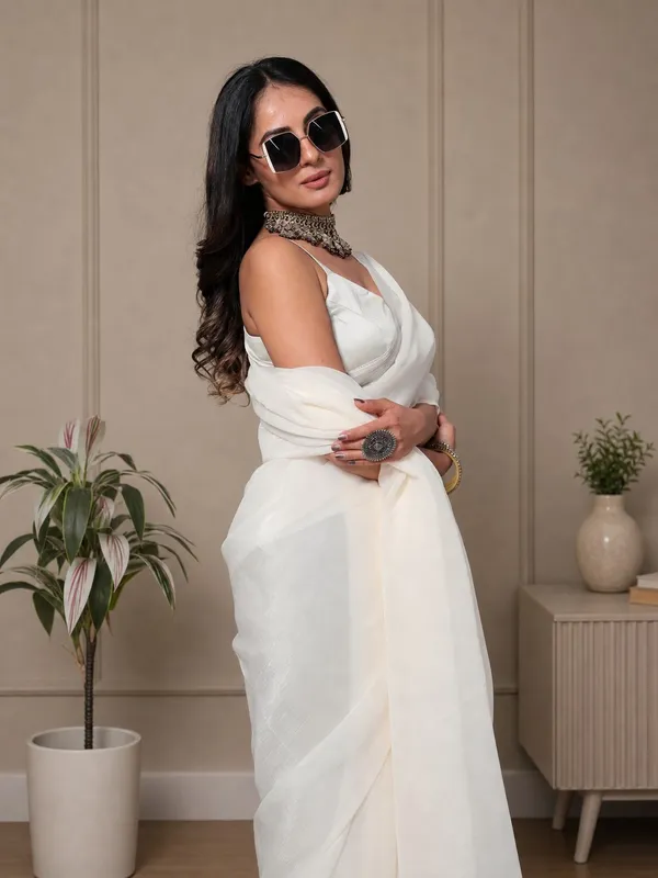 White_Satin_Sheer_Draped_Saree_For_Women