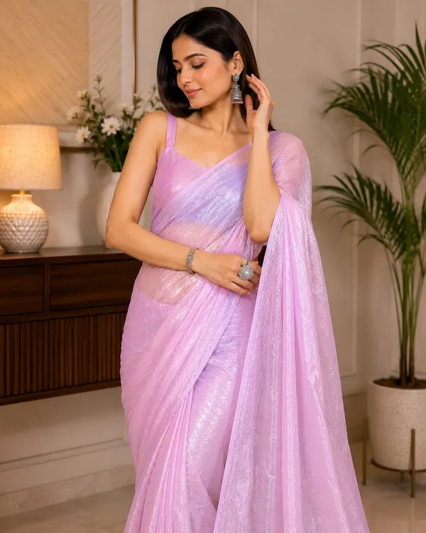 Pink_Satin_Shimmer_Floral_Saree_For_Women