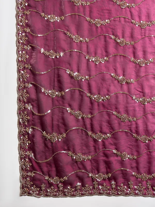 Maroon_Satin_Silver_Embellished_Saree_For_Women
