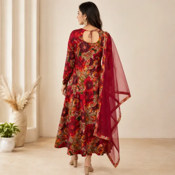 Red_Floral_Print_Anarkali_Suit_Set_for_Women