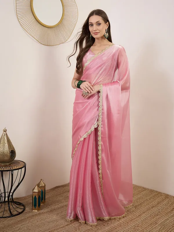 Pink_Satin_Lace_Border_Saree_With_Blouse_For_Women