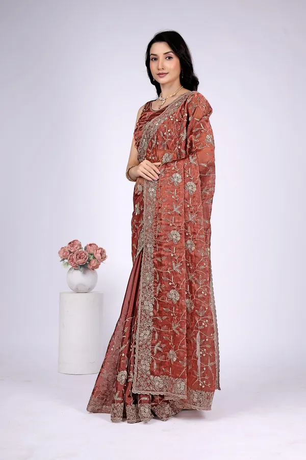 Maroon_Satin_Net_Floral_Embroidered_Saree_For_Women