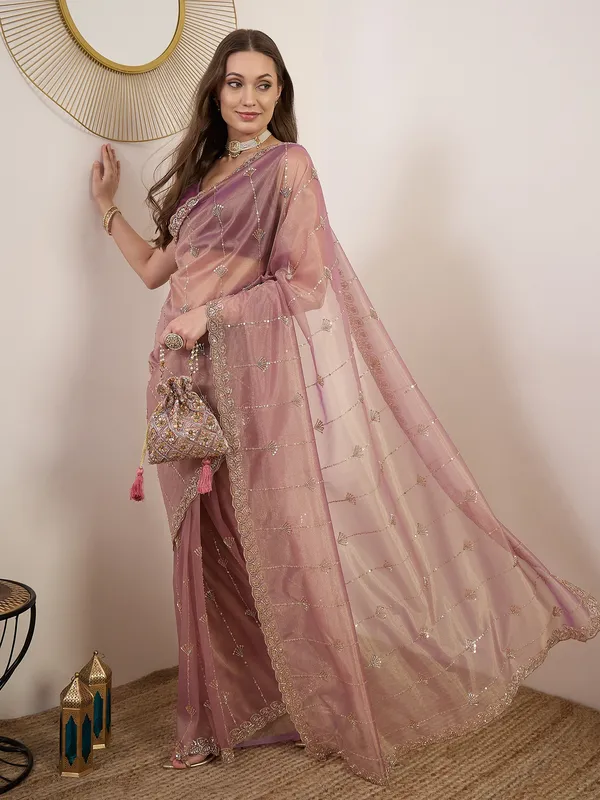 Pink_Satin_Sheer_Embroidered_Saree_With_Blouse_For_Women